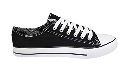 Mapleaf Hombre Mujer Bajo Zapatillas Sneakers Deportivo Cordones High Top Lonas Zapatilla Casual Vera Star Goma Suela Comodos Sport para Tennis Basket Zapatos Usan Negro Clásico Talla 39