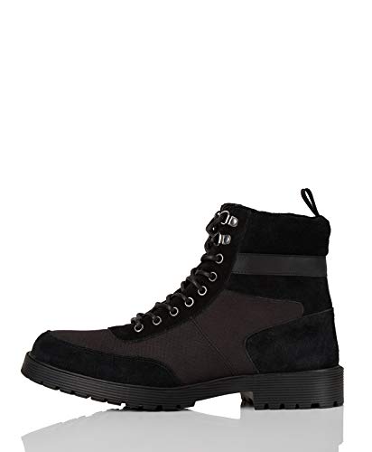 Marca Amazon - find. #_ Foxx Botas Estilo Motero, Negro (Black), 44 EU