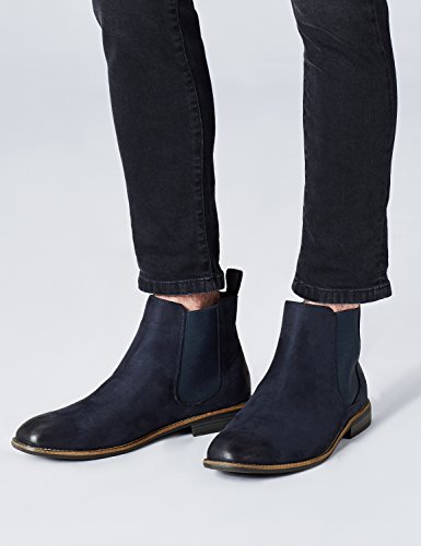 Marca Amazon - find. Botines Chelsea para Hombre, Azul (Navy), 43 EU