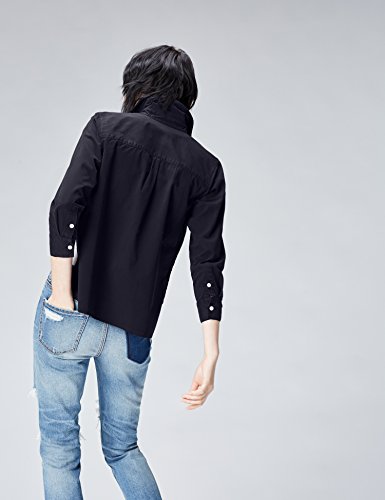 Marca Amazon - find. Camisa de Manga Larga con Bolsillos para Mujer, Azul (Navy), 42, Label: L