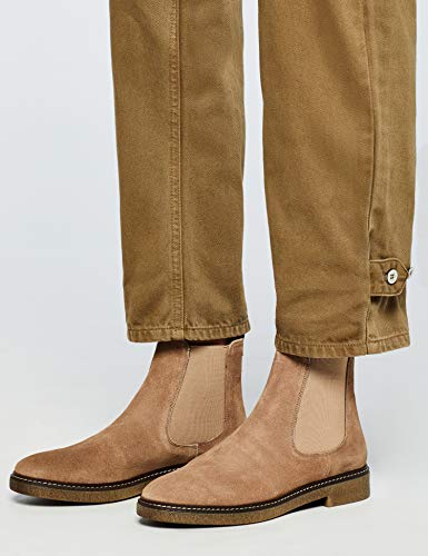 Marca Amazon - find. Chunky Gumsole Heavy Rand Botas Chelsea, Gris Taupe, 38 EU