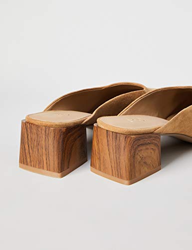 Marca Amazon - find. Close Toe Mule Zapatos de tacón con Punta Cerrada, marrón (Caramel), 38 EU