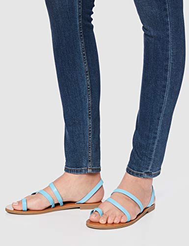 Marca Amazon - find. Flat Gladiator Sandalias de Gladiador, Azul (Turquoise), 37 EU