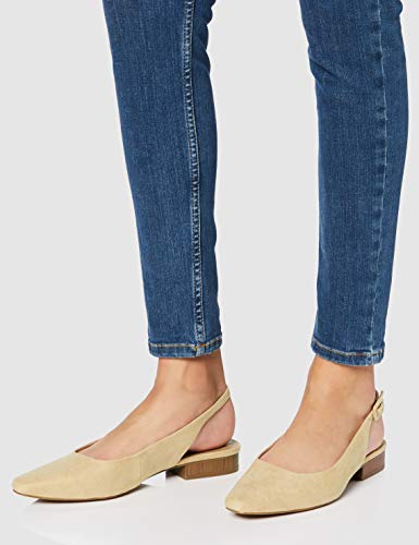 Marca Amazon - FIND Flat Slingback Chisel Toe Bailarinas, Beige (Sand), 40 EU