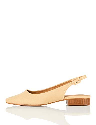 Marca Amazon - FIND Flat Slingback Chisel Toe Bailarinas, Beige (Sand), 40 EU