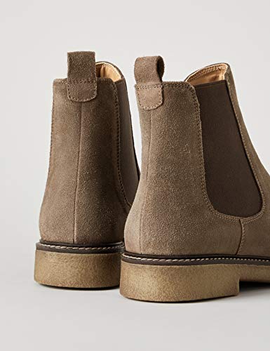 Marca Amazon - find. Gumsole Chelsea Botas, Grau (Almond Suede), 37 EU