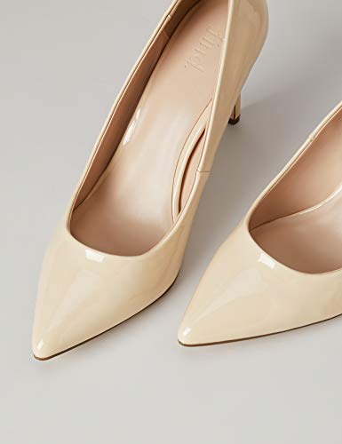 Marca Amazon - find. High Heel Point Court Zapatos de tacón con Punta Cerrada, Beige (Beige (Nude), 38 EU