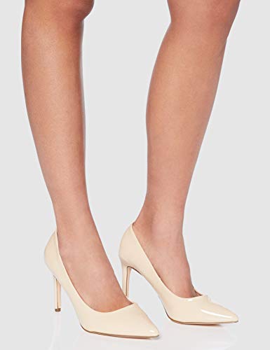 Marca Amazon - find. High Heel Point Court Zapatos de tacón con Punta Cerrada, Beige (Beige (Nude), 38 EU
