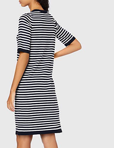 Marca Amazon - find. Jersey Largo con Cuello Redondo Mujer, Azul (Navy Stripe), 42, Label: L