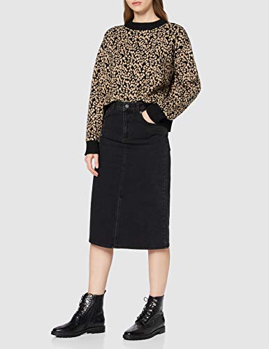 Marca Amazon - find. Lace Up Leather Croc Biker Botines, Negro Black, 41 EU