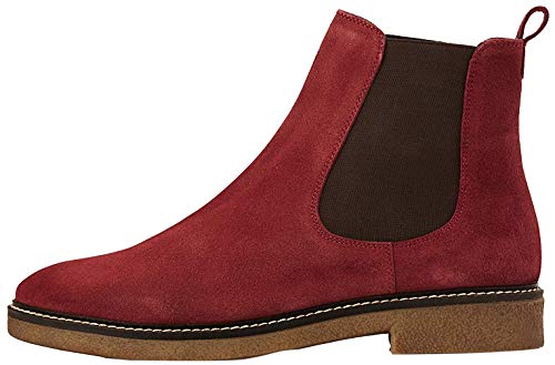 Marca Amazon - find. Leather Gumsole Botas Chelsea, Rojo Wine, 36 EU