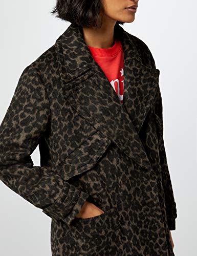 Marca Amazon - find. Luxury Trench - Abrigo Mujer, Marrón (Brown Leopard), 40, Label: M