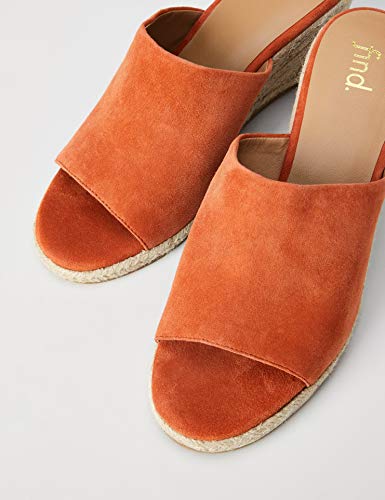 Marca Amazon - find. Mule Wedge Leather Sandalias con cuña Tipo Alpargatas, Braun (Terracotta), 40 EU