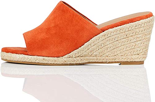 Marca Amazon - find. Mule Wedge Leather Sandalias con cuña Tipo Alpargatas, Braun (Terracotta), 40 EU