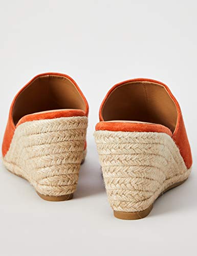 Marca Amazon - find. Mule Wedge Leather Sandalias con cuña Tipo Alpargatas, Braun (Terracotta), 40 EU