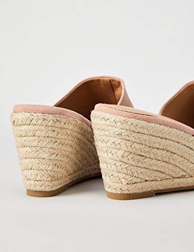 Marca Amazon - find. Mule Wedge Leather Sandalias con cuña Tipo Alpargatas, Rosa (Pink), 41 EU