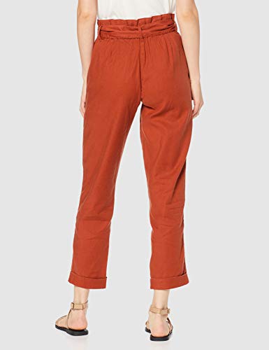 Marca Amazon - find. Pantalón con Cintura de Fuelle Mujer, Rojo (rojo Ocre 18-1442 Tcx)), 42, Label: L