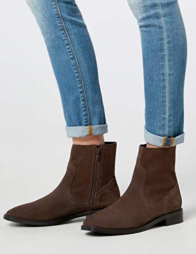 Marca Amazon - find. Suede Western Botines, Marrón Brown, 37 EU