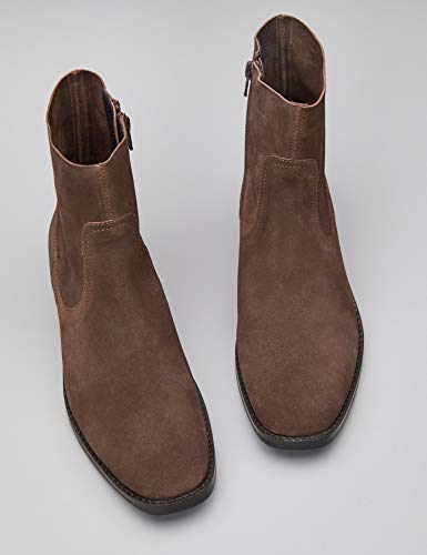 Marca Amazon - find. Suede Western Botines, Marrón Brown, 37 EU