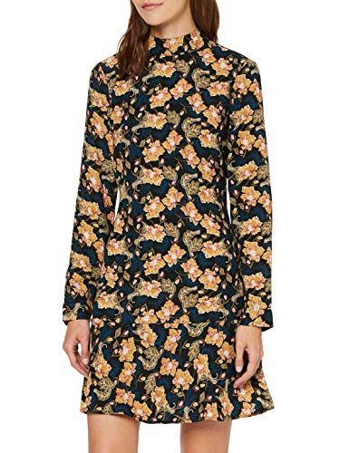 Marca Amazon - find. Vestido con Vuelo Corto de Flores Mujer, Multicolor (Multicoloured), 40, Label: M