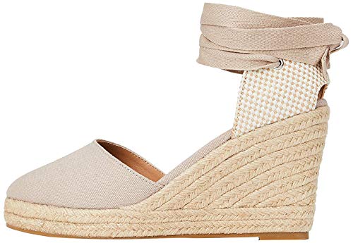 Marca Amazon - find. Wedge Close Toe Canvas Espadrille Sandalias con cuña Tipo Alpargatas, Beige (Beige), 40 EU