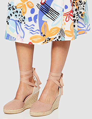 Marca Amazon - find. Wedge Close Toe Canvas Espadrille Sandalias con cuña Tipo Alpargatas, Rosa (Pink), 40 EU