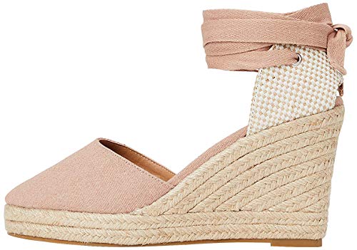 Marca Amazon - find. Wedge Close Toe Canvas Espadrille Sandalias con cuña Tipo Alpargatas, Rosa (Pink), 40 EU