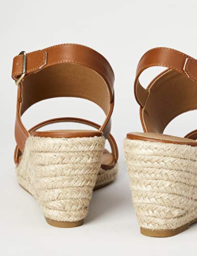 Marca Amazon - find. Wedge Two Part Sandalias con cuña Tipo Alpargatas, Braun (Pale Tan), 41 EU