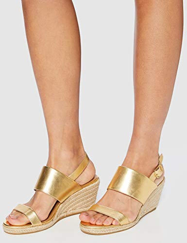 Marca Amazon - find. Wedge Two Part Sandalias con cuña Tipo Alpargatas, Gold (Gold), 41 EU