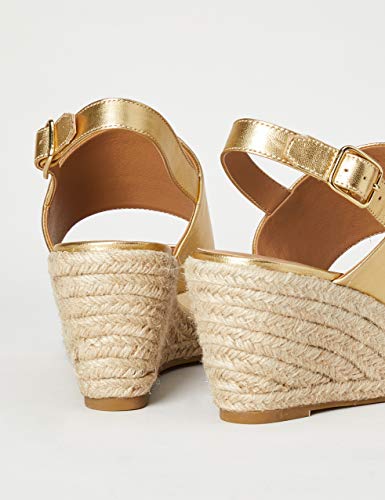 Marca Amazon - find. Wedge Two Part Sandalias con cuña Tipo Alpargatas, Gold (Gold), 41 EU