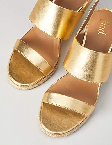 Marca Amazon - find. Wedge Two Part Sandalias con cuña Tipo Alpargatas, Gold (Gold), 41 EU