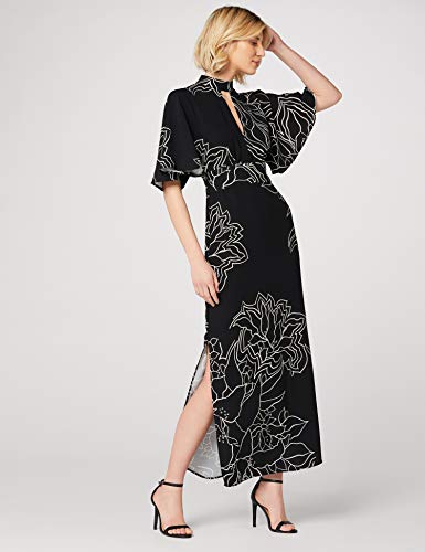 Marca Amazon - TRUTH & FABLE Vestido Mujer Estampado, Multicolor (Plantilla negra/blanca)., 44, Label: XL