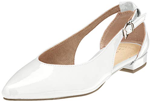 MARCO TOZZI 2-2-22114-24, Bailarinas con Punta Cerrada Mujer, Color Blanco Patente 123, 41 EU