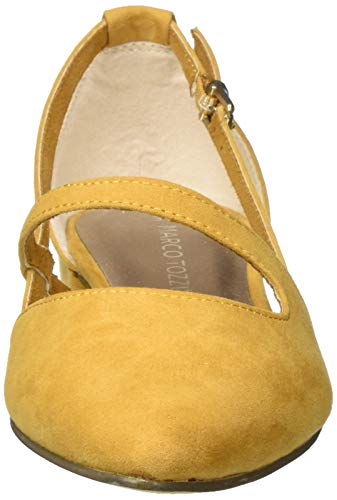 Marco Tozzi 2-2-24208-34, Zapatos con Tacon y Correa de Tobillo Mujer, Amarillo (Curry 610), 37 EU