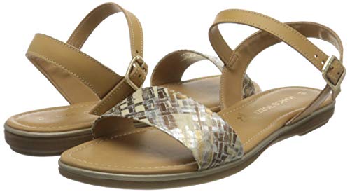 Marco Tozzi 2-2-28154-34, Sandalia con Pulsera para Mujer, Beige (Nature Combi 378), 39 EU