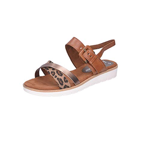 Marco Tozzi 2-2-28607-24, Sandalia con Pulsera Mujer, Marrón (Cognac Ant.Com 372), 38 EU