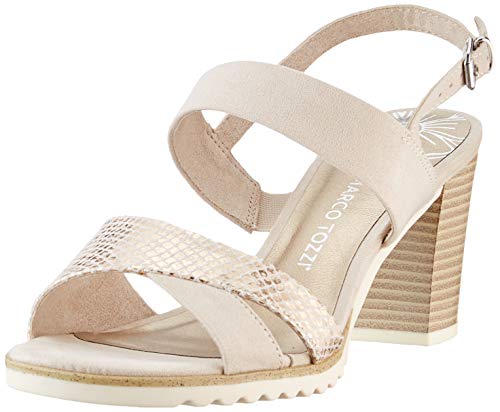 MARCO TOZZI 2-2-28700-24, Sandalia con Pulsera Mujer, Beige Dune Comb 435, 37 EU