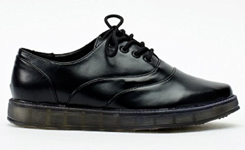 Martin Pescatore Mujer Faux Leather Flatform Brogues Black (UK 3 Euro 36)