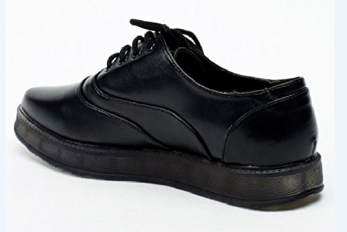 Martin Pescatore Mujer Faux Leather Flatform Brogues Black (UK 3 Euro 36)