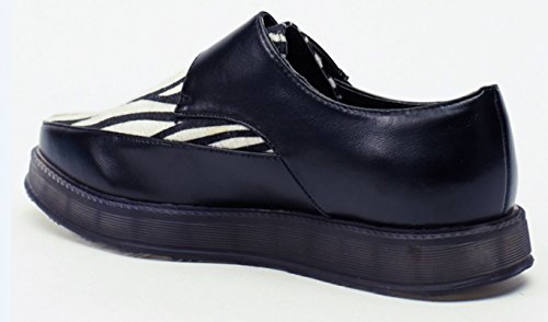 Martin Pescatore Mujer Zebra Print Contrast Buckle Zapatos Negro (UK 5 Euro 38)