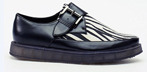 Martin Pescatore Mujer Zebra Print Contrast Buckle Zapatos Negro (UK 5 Euro 38)