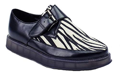 Martin Pescatore Mujer Zebra Print Contrast Buckle Zapatos Negro (UK 5 Euro 38)