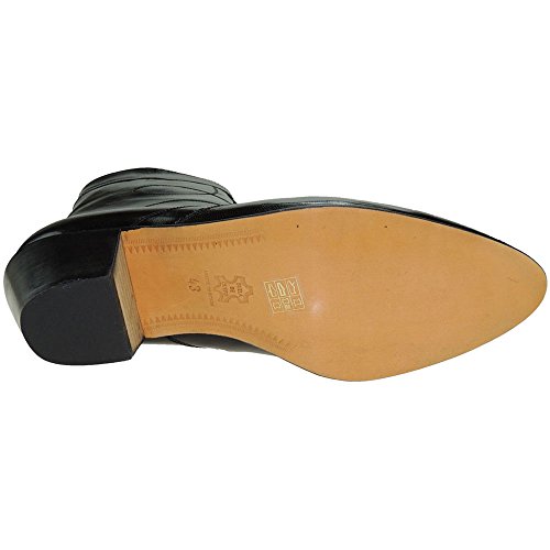 MARTTELY Design 508 Bota Vestir Piel Caprina Cremallera Tacón Cubano 5 CM Baile Bailar Sevillanas Tablao Flamenco Hombre Negro Talla 43