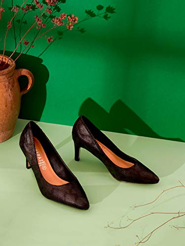 Marypaz, Salón Tacón Fino para Mujer Negro 38 EU