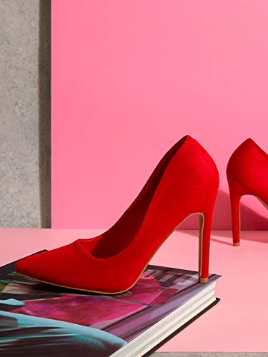 Marypaz, Salón Tacón Fino para Mujer Rojo 39 EU