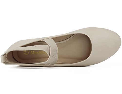 MaxMuxun Bailarinas Beige Puntiagudo con Cordones Cruzados de Tobillo Ballet Plataforma para Mujer Talla 41 EU