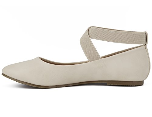 MaxMuxun Bailarinas Beige Puntiagudo con Cordones Cruzados de Tobillo Ballet Plataforma para Mujer Talla 41 EU