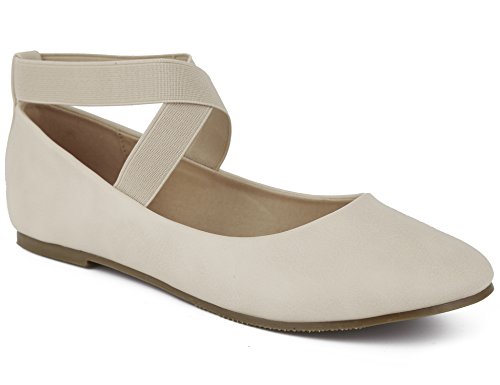 MaxMuxun Bailarinas Beige Puntiagudo con Cordones Cruzados de Tobillo Ballet Plataforma para Mujer Talla 41 EU