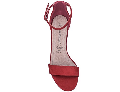 MaxMuxun Zapatos de Tacón Cuadrado Rojo Casual Modo Clásico para Mujer Tamaño 39 EU