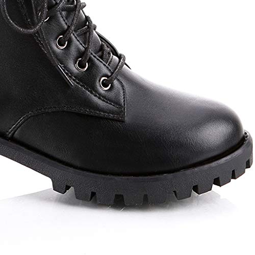 MEIbax Moda Zapatos Invierno Botas de Nieve Mujer Militares de Unisex Adulto Cuero Impermeables Botines Forradas Calientes Combate con Punta Redonda Botine Plano con Ocio Cordones